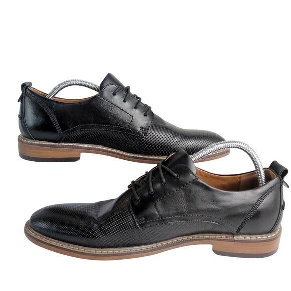 Steve Madden Nytro Men's 9.5 Black Derby Dress Shoes Textured Dots PU Leather - Picture 6 of 10